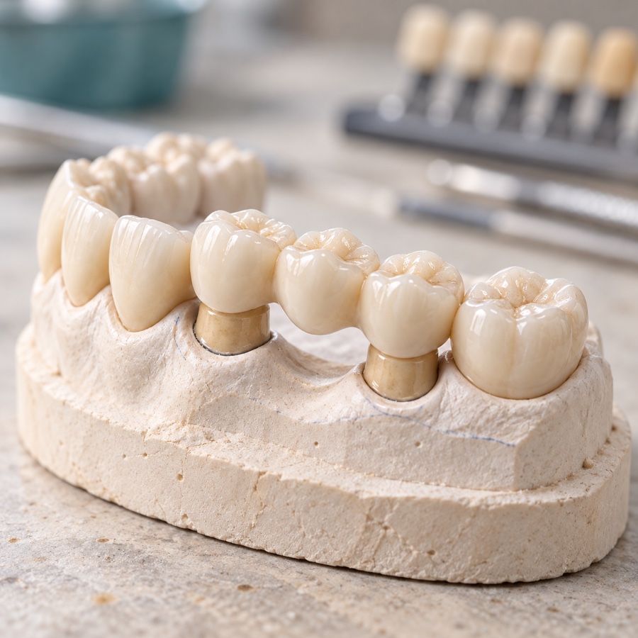 Ponte in ceramica su modello da laboratorio